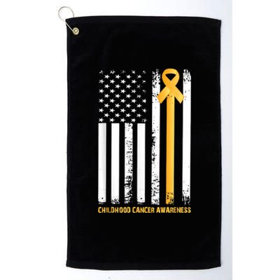 Ribbon In A Flag, Childhood Cancer Awareness Platinum Collection Golf Towel