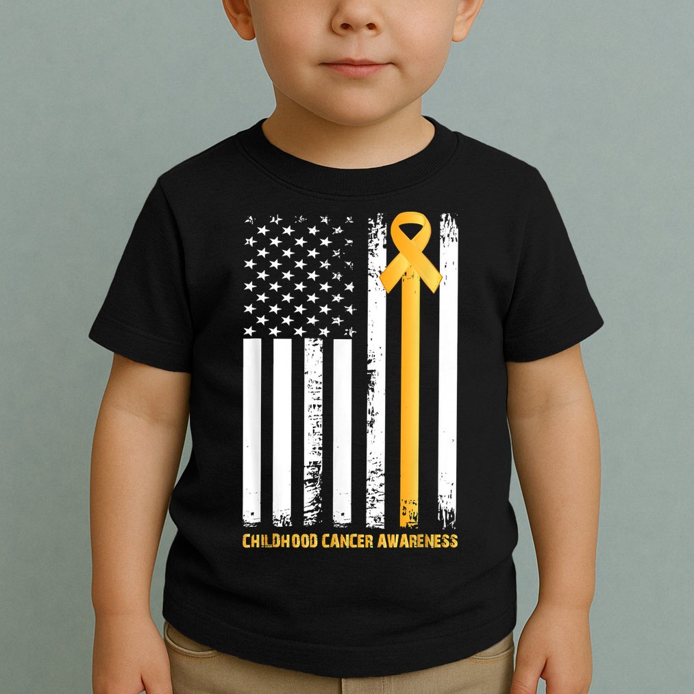 Ribbon In A Flag, Childhood Cancer Awareness Toddler T-Shirt