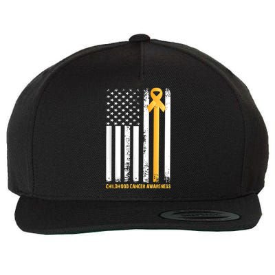 Ribbon In A Flag, Childhood Cancer Awareness Wool Snapback Cap