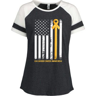 Ribbon In A Flag, Childhood Cancer Awareness Enza Ladies Jersey Colorblock Tee