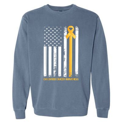 Ribbon In A Flag, Childhood Cancer Awareness Garment-Dyed Sweatshirt