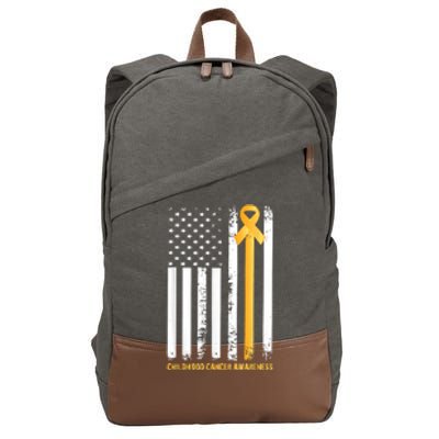 Ribbon In A Flag, Childhood Cancer Awareness Cotton Canvas Backpack