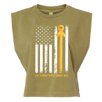 Ribbon In A Flag, Childhood Cancer Awareness Garment-Dyed Women's Muscle Tee