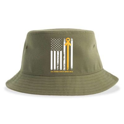 Ribbon In A Flag, Childhood Cancer Awareness Sustainable Bucket Hat