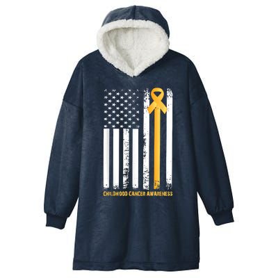 Ribbon In A Flag, Childhood Cancer Awareness Hooded Wearable Blanket