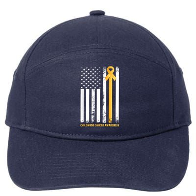 Ribbon In A Flag, Childhood Cancer Awareness 7-Panel Snapback Hat