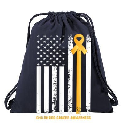 Ribbon In A Flag, Childhood Cancer Awareness Drawstring Bag