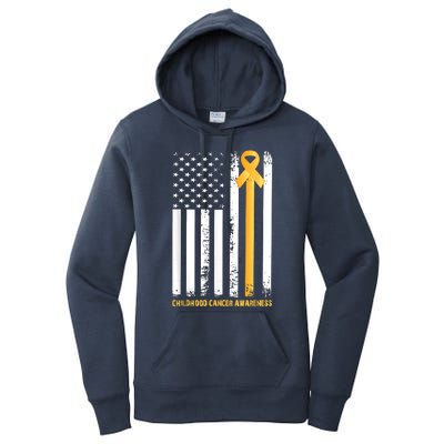 Ribbon In A Flag, Childhood Cancer Awareness Women's Pullover Hoodie