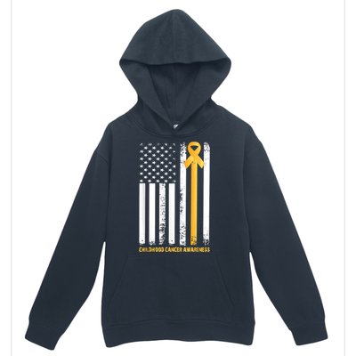 Ribbon In A Flag, Childhood Cancer Awareness Urban Pullover Hoodie