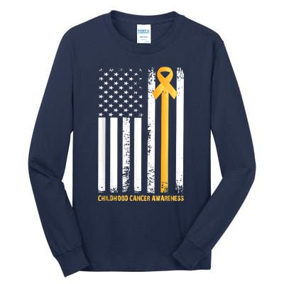 Ribbon In A Flag, Childhood Cancer Awareness Tall Long Sleeve T-Shirt