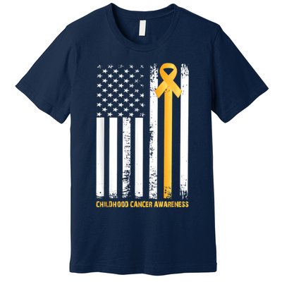 Ribbon In A Flag, Childhood Cancer Awareness Premium T-Shirt