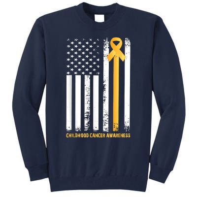 Ribbon In A Flag, Childhood Cancer Awareness Tall Sweatshirt