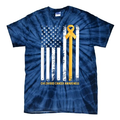 Ribbon In A Flag, Childhood Cancer Awareness Tie-Dye T-Shirt