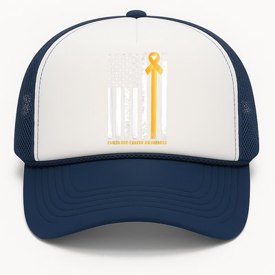 Ribbon In A Flag, Childhood Cancer Awareness Trucker Hat