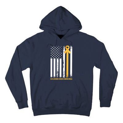 Ribbon In A Flag, Childhood Cancer Awareness Tall Hoodie