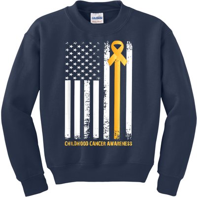 Ribbon In A Flag, Childhood Cancer Awareness Kids Sweatshirt