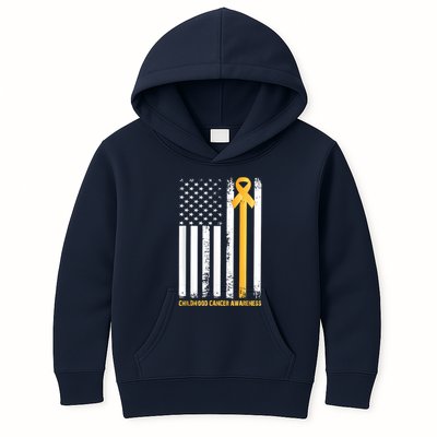 Ribbon In A Flag, Childhood Cancer Awareness Kids Hoodie