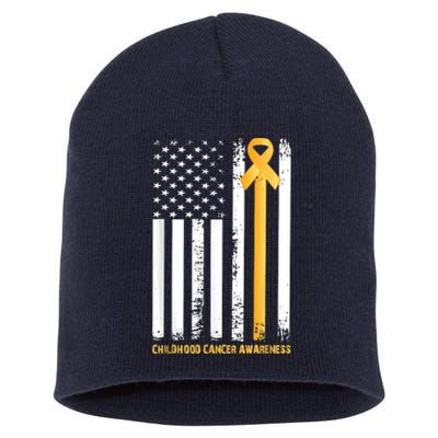 Ribbon In A Flag, Childhood Cancer Awareness Short Acrylic Beanie