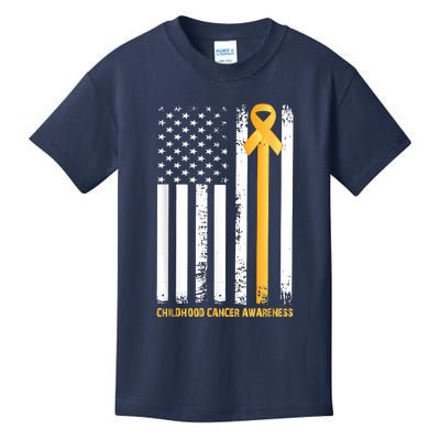 Ribbon In A Flag, Childhood Cancer Awareness Kids T-Shirt