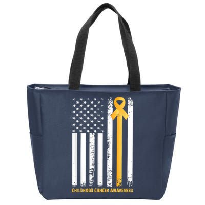 Ribbon In A Flag, Childhood Cancer Awareness Zip Tote Bag