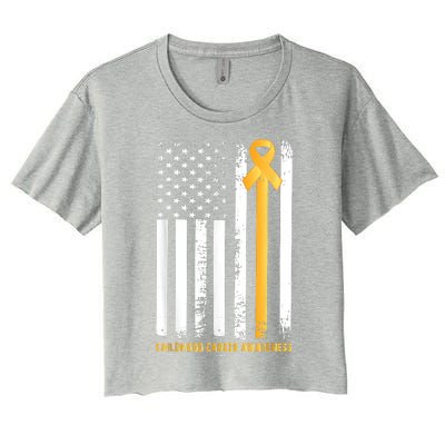 Ribbon In A Flag, Childhood Cancer Awareness Women's Crop Top Tee