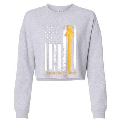 Ribbon In A Flag, Childhood Cancer Awareness Cropped Pullover Crew