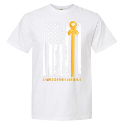 Ribbon In A Flag, Childhood Cancer Awareness Garment-Dyed Heavyweight T-Shirt