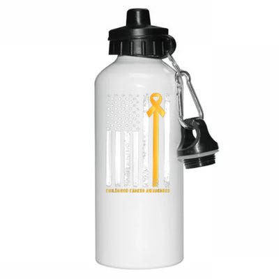 Ribbon In A Flag, Childhood Cancer Awareness Aluminum Water Bottle