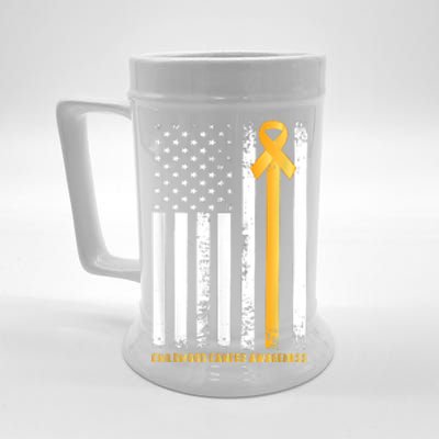 Ribbon In A Flag, Childhood Cancer Awareness Beer Stein