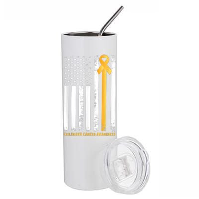 Ribbon In A Flag, Childhood Cancer Awareness Stainless Steel Tumbler