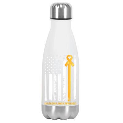 Ribbon In A Flag, Childhood Cancer Awareness Stainless Steel Insulated Water Bottle