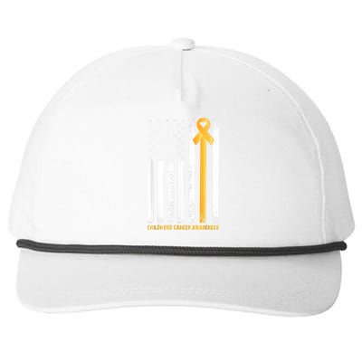 Ribbon In A Flag, Childhood Cancer Awareness Snapback Five-Panel Rope Hat