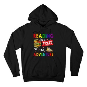 Reading Is A Ticket To Adventure funny Teacher Book Hoodie