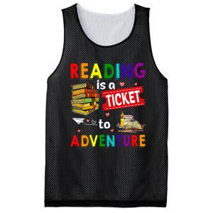 Reading Is A Ticket To Adventure funny Teacher Book Mesh Reversible Basketball Jersey Tank