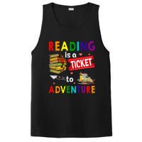 Reading Is A Ticket To Adventure funny Teacher Book PosiCharge Competitor Tank