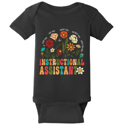 Retro Instructional Assistant Wildflowers Teacher Aide Baby Bodysuit