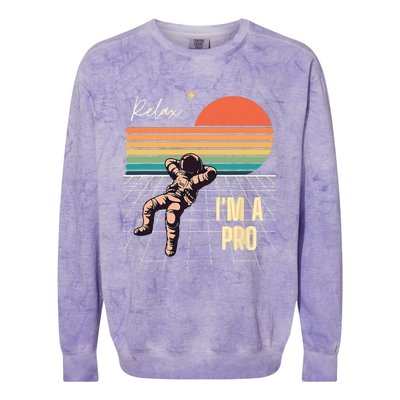 Relax I'm a Pro featuring Astronaut in retro space Colorblast Crewneck Sweatshirt