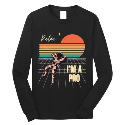 Relax I'm a Pro featuring Astronaut in retro space Long Sleeve Shirt