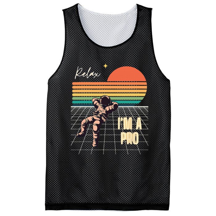 Relax I'm a Pro featuring Astronaut in retro space Mesh Reversible Basketball Jersey Tank