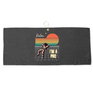 Relax I'm a Pro featuring Astronaut in retro space Large Microfiber Waffle Golf Towel