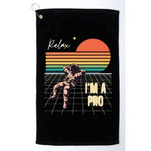 Relax I'm a Pro featuring Astronaut in retro space Platinum Collection Golf Towel