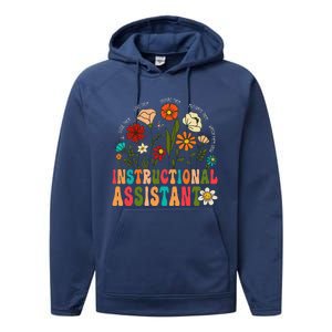 Retro Instructional Assistant Wildflowers Teacher Aide Performance Fleece Hoodie