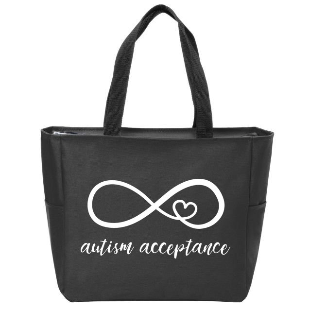 Red Instead Autism Shirt Autism Acceptance Zip Tote Bag