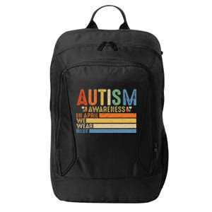 Retro IN APRIL WE WEAR BLUE Puzzle Autism Awareness Month City Backpack