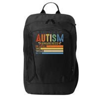 Retro IN APRIL WE WEAR BLUE Puzzle Autism Awareness Month City Backpack