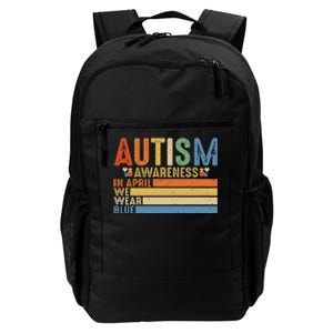 Retro IN APRIL WE WEAR BLUE Puzzle Autism Awareness Month Daily Commute Backpack