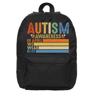 Retro IN APRIL WE WEAR BLUE Puzzle Autism Awareness Month 16 in Basic Backpack