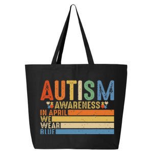 Retro IN APRIL WE WEAR BLUE Puzzle Autism Awareness Month 25L Jumbo Tote