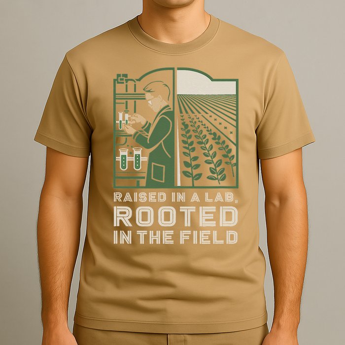 Raised in a Lab Rooted in the Field Agricultural Science T-Shirt