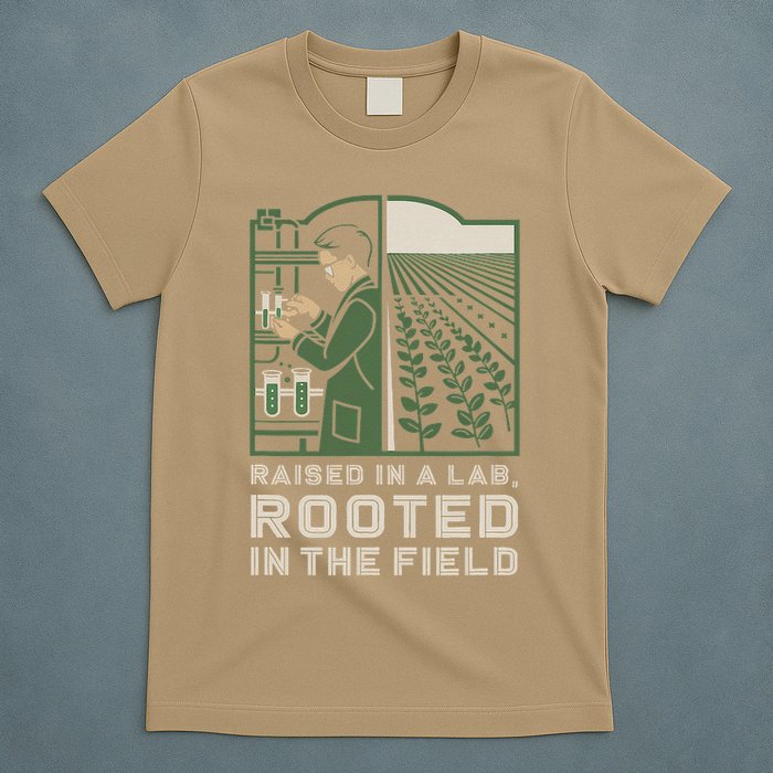 Raised in a Lab Rooted in the Field Agricultural Science T-Shirt